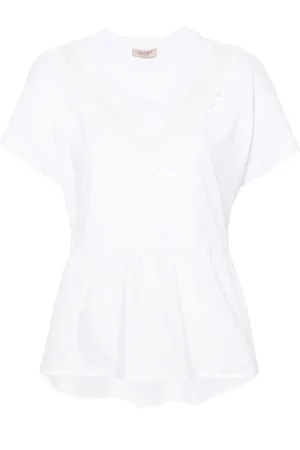 Twin-Set Playera con panel de encaje