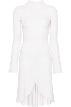 Courrèges Vestido midi manga larga con cuello de tortuga