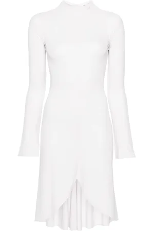 Courrèges Vestido midi manga larga con cuello de tortuga