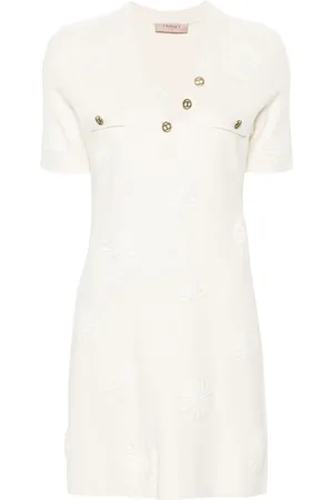 Twin-Set Vestido tejido con bordado floral