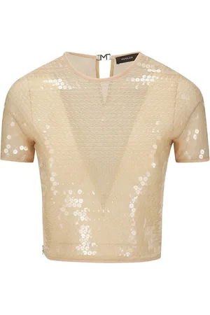 MUGLER Blusa manga corta con lentejuelas