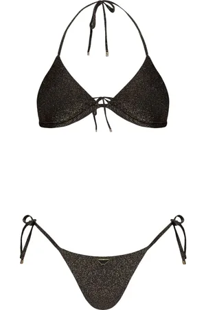 Emporio Armani Bikini estilo triángulo metalizado con placa del logo