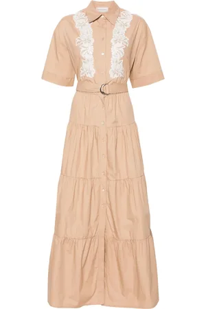 Ermanno Firenze Vestido largo con encaje floral