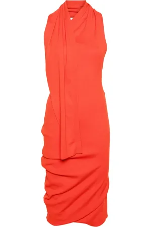 Fendi Vestido midi con diseño asimétrico y cuello halter