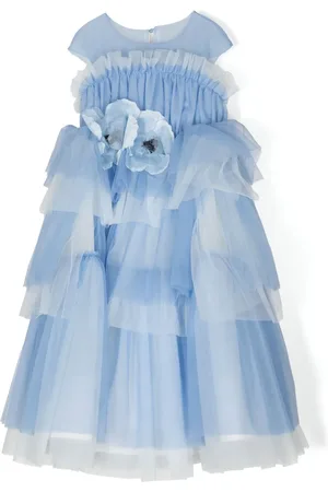 Marchesa Notte Vestido con aplique floral y volantes
