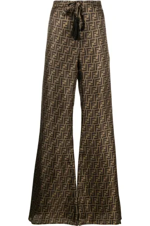 Fendi Pants palazzo de seda con estampado FF