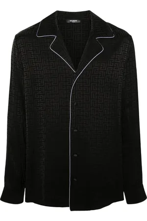 Balmain Camisa satinada con monograma en jacquard