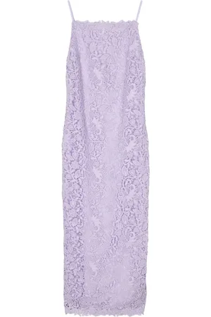Carolina Herrera Vestido con cuello cuadrado y encaje floral