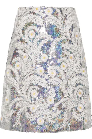 Giambattista Valli Falda acampanada con bordado floral