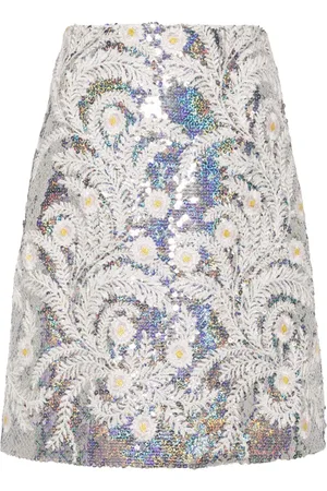 Giambattista Valli Falda acampanada con bordado floral