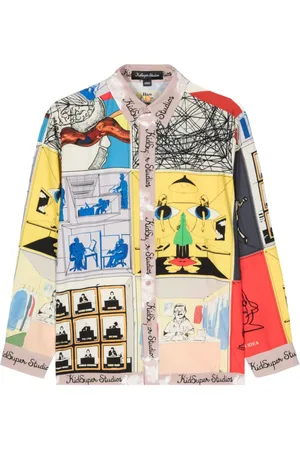 KIDSUPER STUDIOS Camisa satinada con estampado gráfico