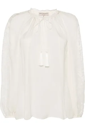 Puccini Blusa de seda con encaje floral