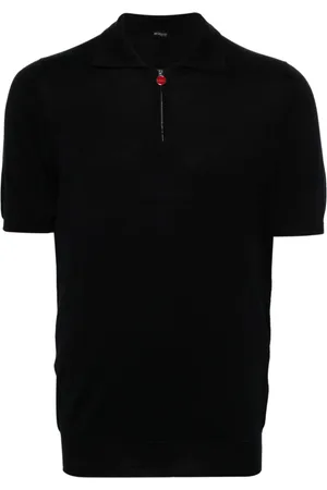Kiton Playera tipo polo de tejido canalé fino