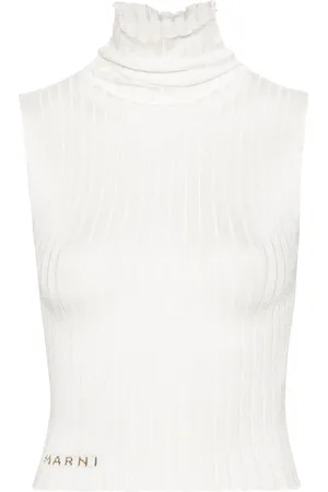 Marni Top tejido de canalé con cuello de tortuga