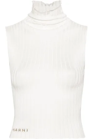 Marni Top tejido de canalé con cuello de tortuga