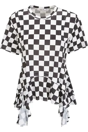 Comme des Garçons Playera con motivo de cuadros y dobladillo estilo pañuelo