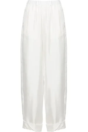 BLANCA Pantalones palazzo de seda con tiro alto