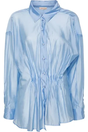 BLANCA Camisa plisada con cuello italiano