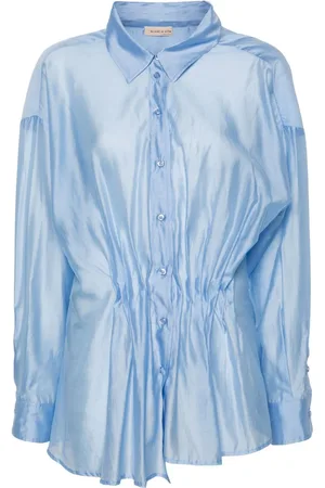 BLANCA Camisa plisada con cuello italiano
