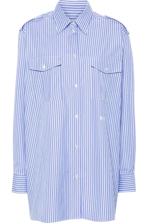 Msgm Camisa con rayas estampadas y logo bordado