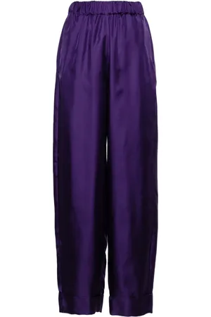 BLANCA Pantalones palazzo de seda con tiro alto