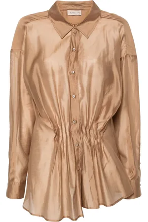 BLANCA Camisa plisada con cuello italiano