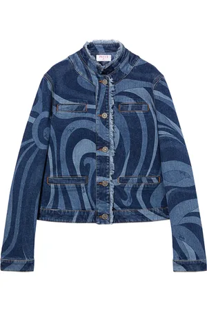Puccini Chamarra de mezclilla con estampado Marmo