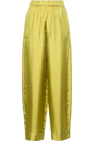 BLANCA Pantalones palazzo de seda con tiro alto