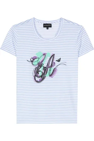 Emporio Armani Playera con logo estampado y motivo de rayas