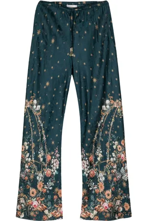 Camilla Pantalones con estampado floral y cordones en la pretina