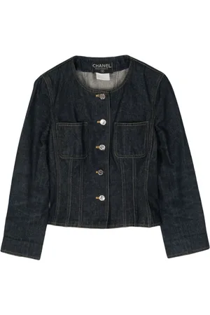 CHANEL Chamarra de mezclilla sin cuello 1996