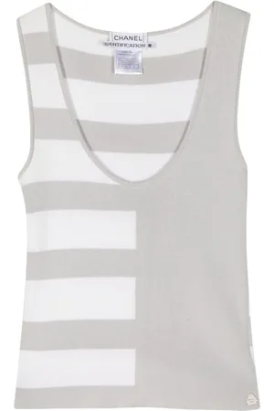 CHANEL Camiseta con motivo de rayas 2000