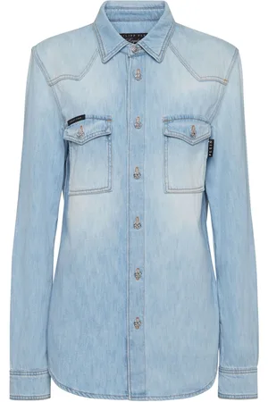 Philipp Plein Camisa de mezclilla con detalles de cristal