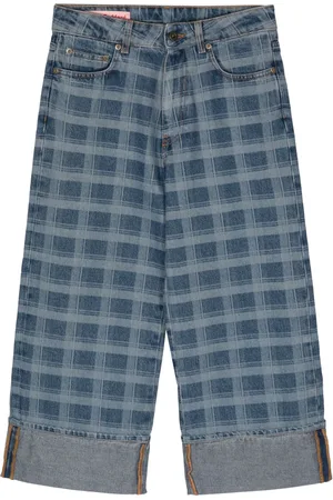 Molly Goddard Jeans anchos con estampado de cuadros
