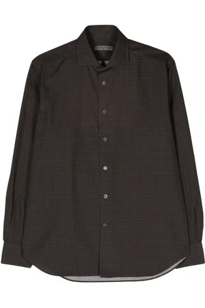 corneliani Camisa de popelina con estampado geométrico