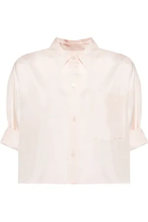 TWP Camisa de seda corta con mangas plegables