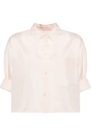 TWP Camisa de seda corta con mangas plegables