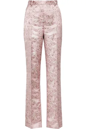 Tory Burch Pantalones satiinados con motivo floral en jacquard