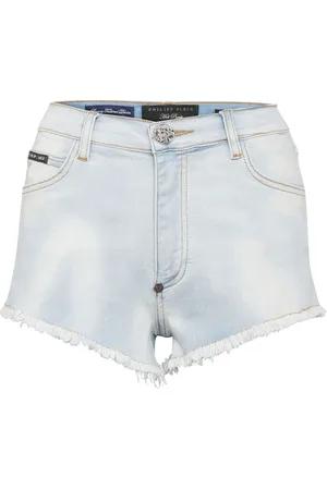 Philipp Plein Shorts de mezclilla con aplique del logo
