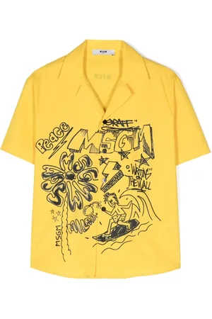 Msgm Camisa bowling con garabato estampado