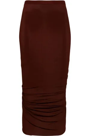 Rick Owens Falda midi con diseño fruncido y cintura alta