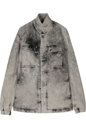 11 BY BORIS BIDJAN SABERI Chamarra de mezclilla con efecto lavado ácido