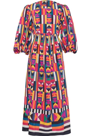 ERES Vestido con mangas farol y estampado geométrico