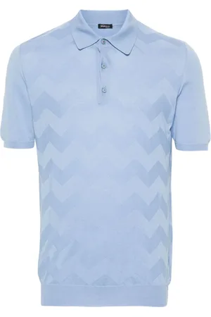 Kiton Playera tipo polo de canalé con motivo chevron