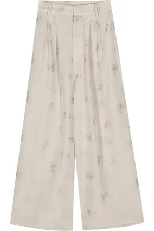 UMA WANG Pantalones anchos con motivo floral en jacquard