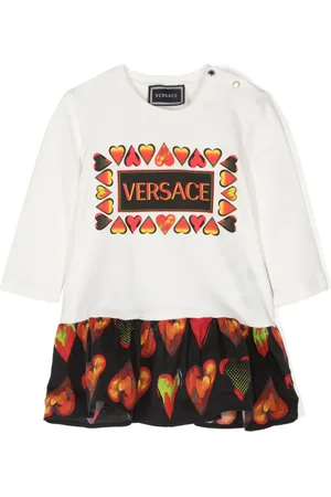 VERSACE Vestido con paneles y corazones estampados