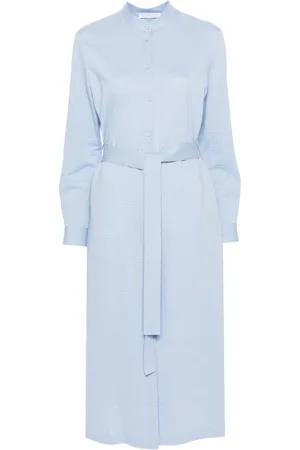 Harris Wharf London Vestido midi de tejido seersucker