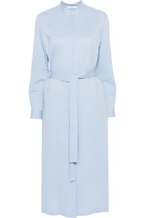 Harris Wharf London Vestido midi de tejido seersucker