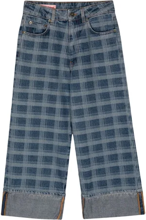 Molly Goddard Jeans anchos con estampado de cuadros
