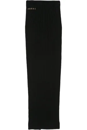 Marni Falda de canalé con logo en jacquard
